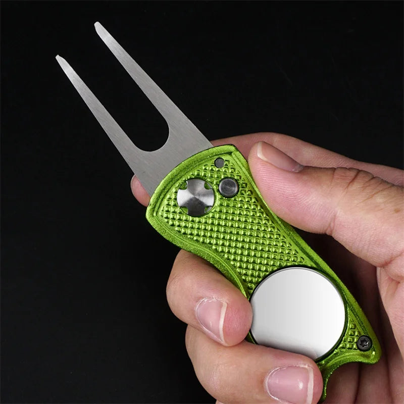 Golf Divot Repair Tool – Foldable All-in-One Green Repair Tool, 1-3 Pack