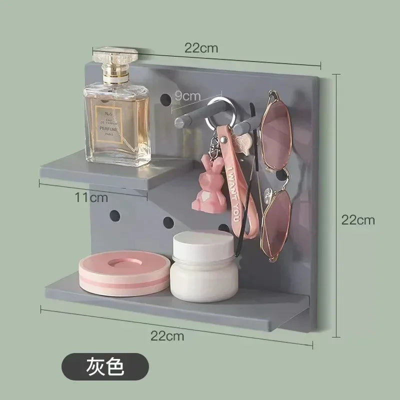 Wall Storage Shelf Rack – Floating Organiser Shelf, Gray/Beige/Ivory/Pink