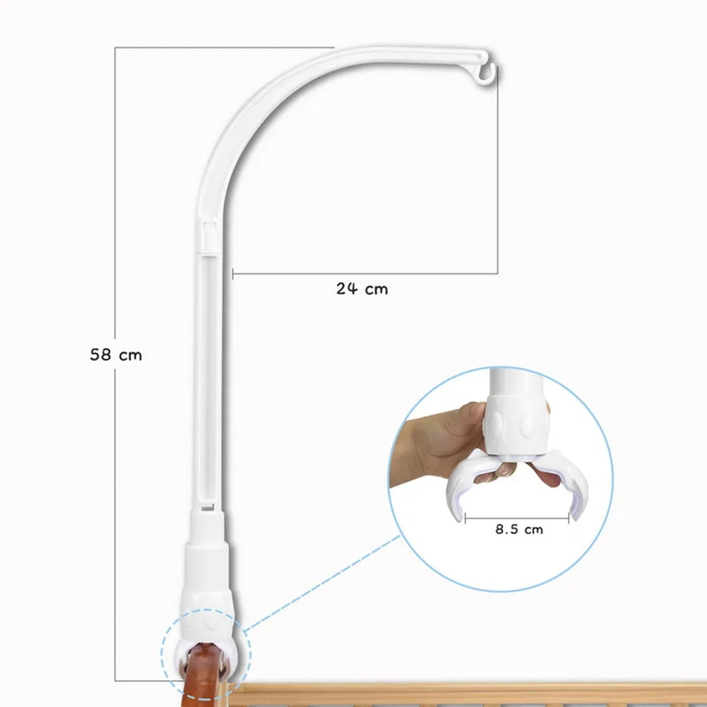 Baby Crib Mobile Arm – Hanging Rattle Toy Holder Bracket, Rotating Clip for Cot