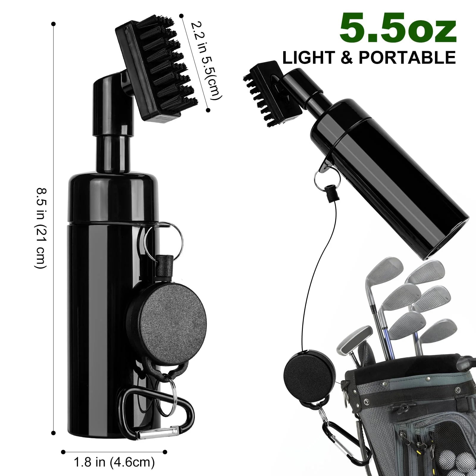 Golf Club Cleaning Brush – U & V-Groove Cleaner Tool, Black & Green
