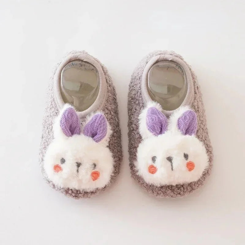 Baby Slipper Socks – Cartoon Rabbit Non-Slip Plush Indoor Floor Slippers, 6M-4Y