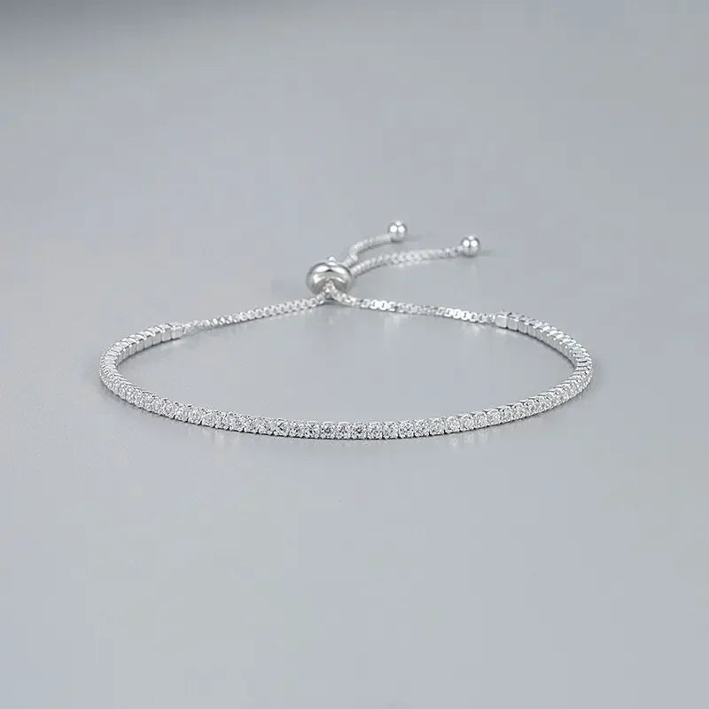 925 Sterling Silver Bracelet – Zircon Tennis Crystal Chain for Women