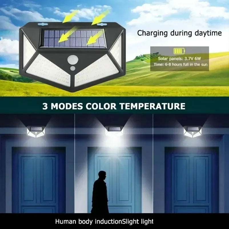 Solar Garden Lights – Outdoor Waterproof 100 LED Motion Sensor Spotlight