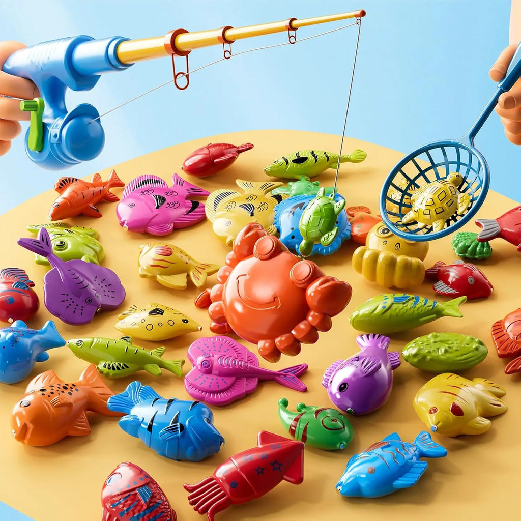 Magnetic Fishing Toy Set – Wooden Fishing Game for Kids, Single/Double Pack