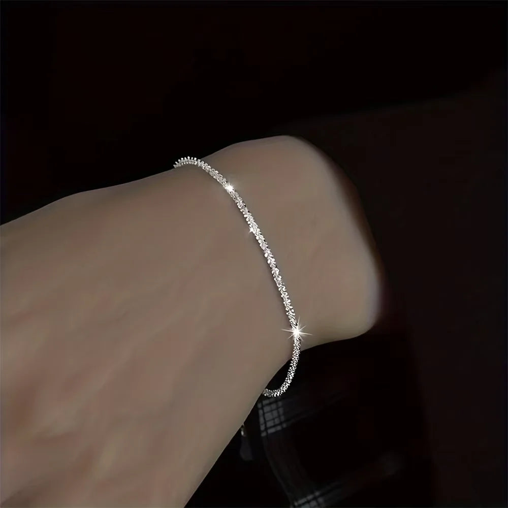Necklace & Bracelet Set – Silver Plated Collarbone Chain, Minimalist Starry Sky Jewellery