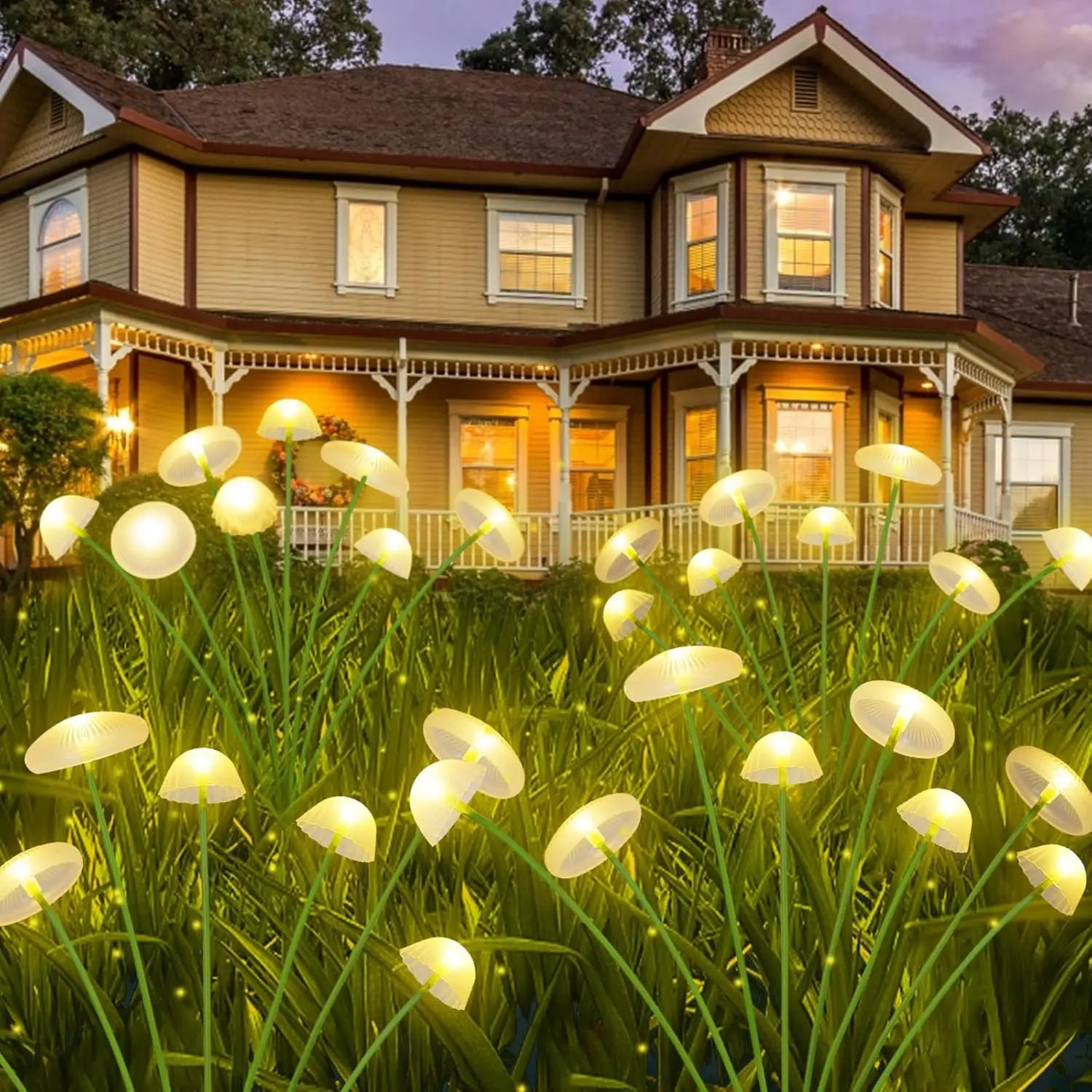 Solar Garden Lights – Dual Mode LED Mushroom & Jellyfish Lights, Waterproof, Warm White & RGB, Pathway & Patio