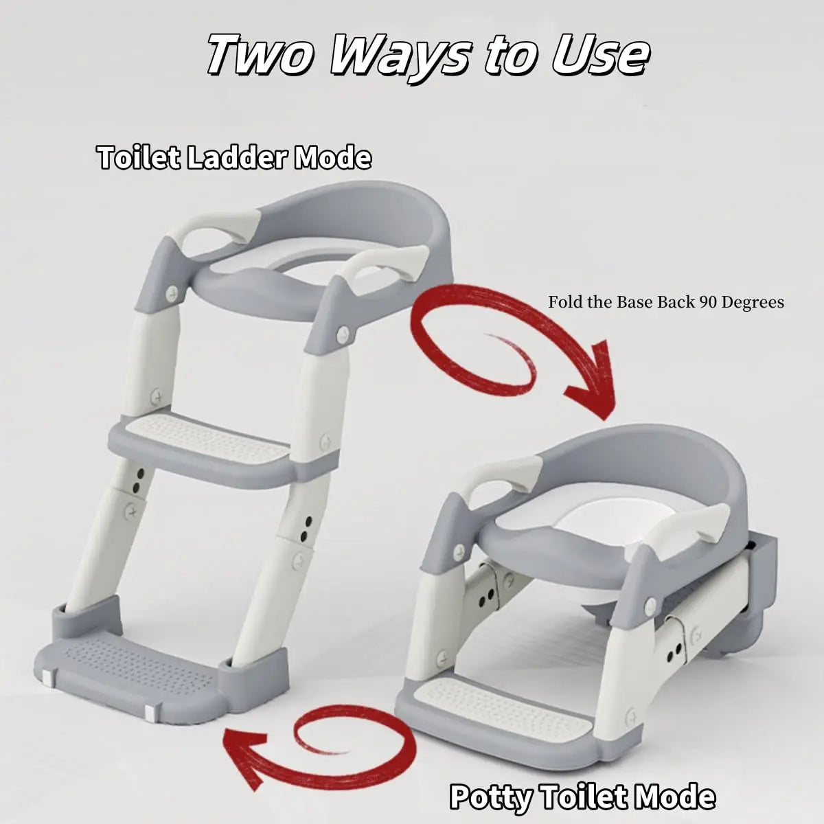 Kids Potty Training Seat – 3-in-1 Toddler Toilet Ladder with Non-Slip Splash Guard, Grey