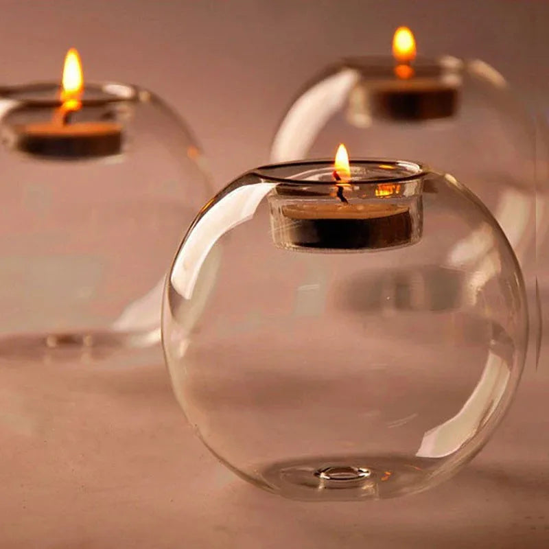 Round Glass Candle Holders