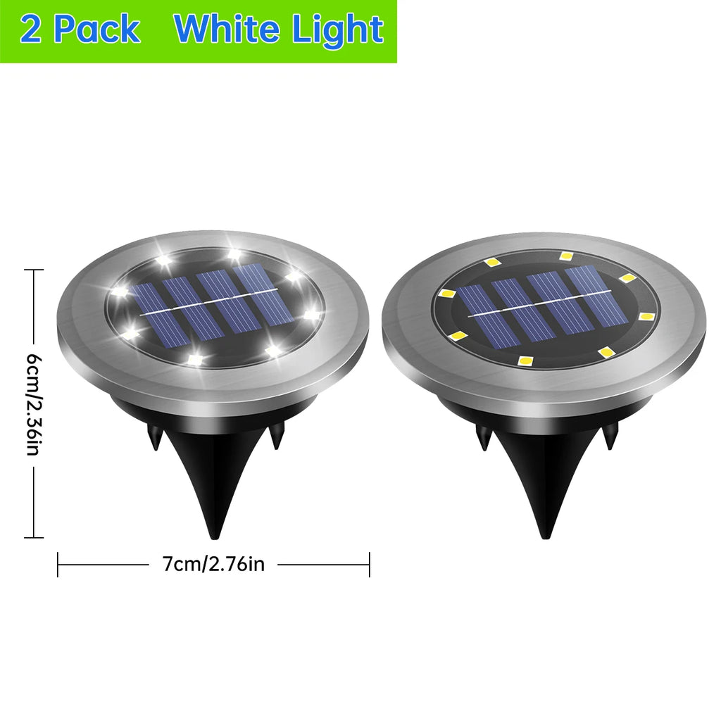 Solar Ground Lights – Waterproof LED In-Ground Landscape Lights, 2-Pack, Warm/Cool White
