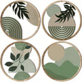 Bohemian Wall Art Set – 4-Piece Boho Canvas Prints Wall Decor, Light Grey
