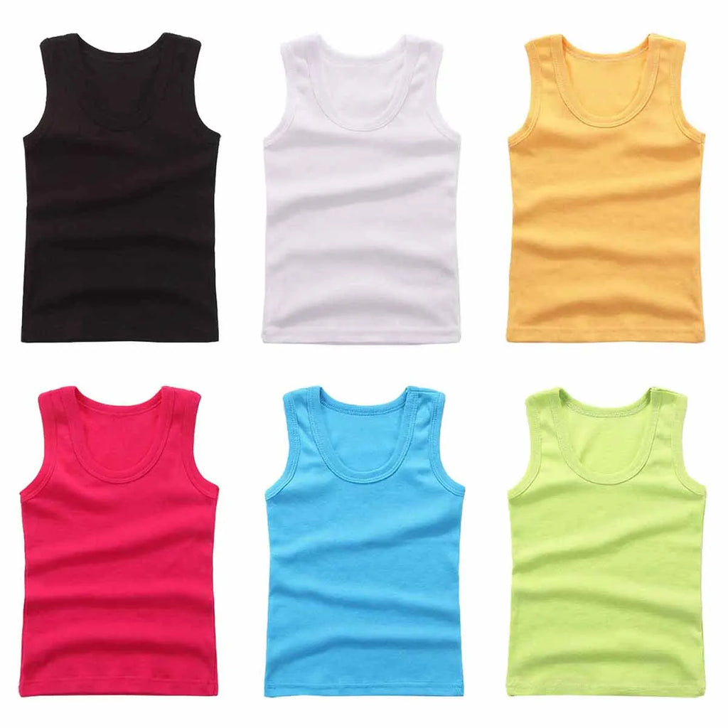 Kids Tank Top Vest – Cotton Sleeveless Undershirt Tees for Boys & Girls, 2-12Y