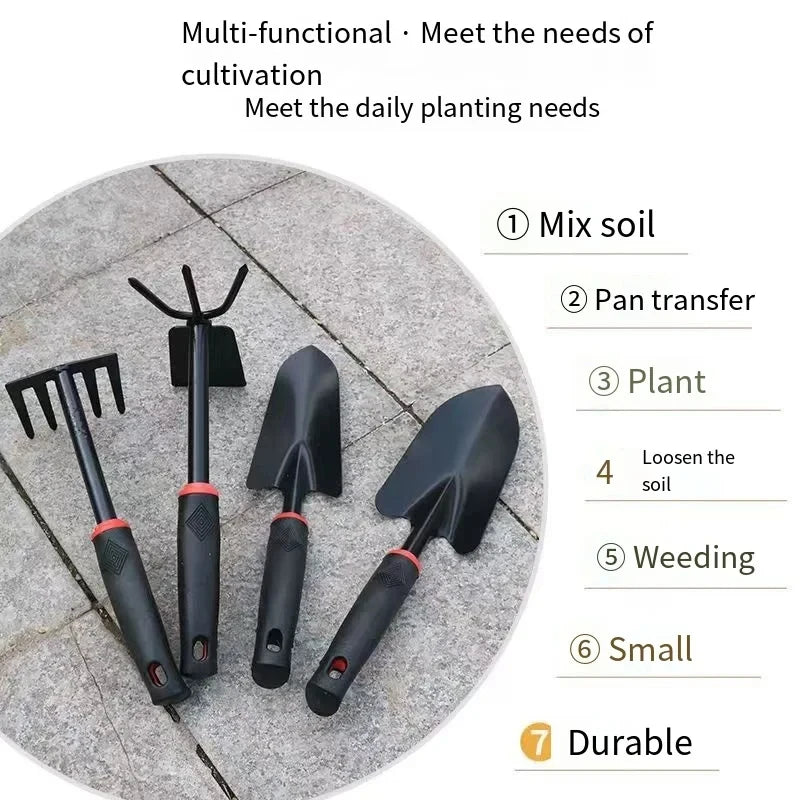 Garden Tool Set – 4-Piece Shovel, Rake, Hoe & Trowel Kit for Planting