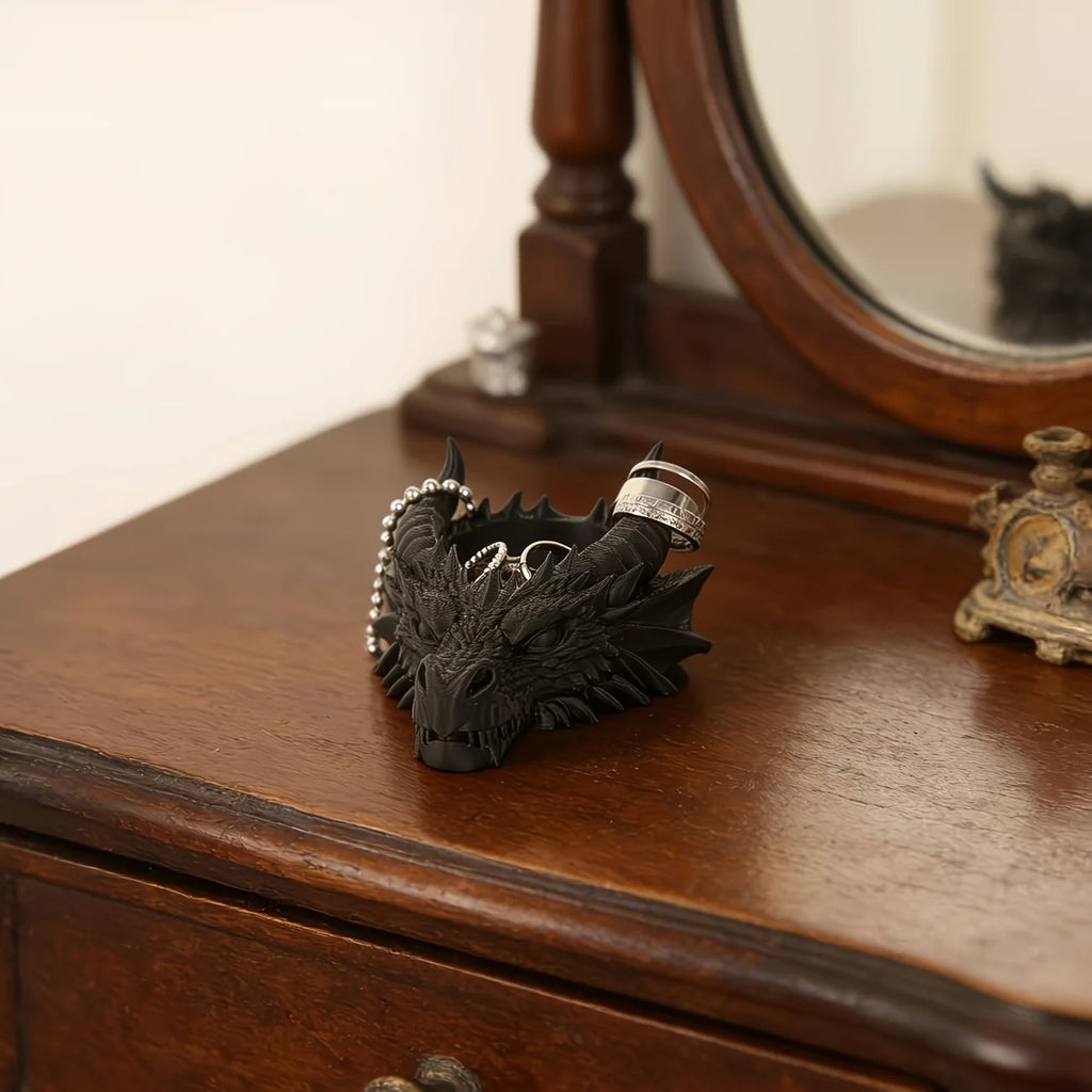 Dragon Head Jewelry Organizer – Ring & Necklace Display Stand, White/Black/Grey