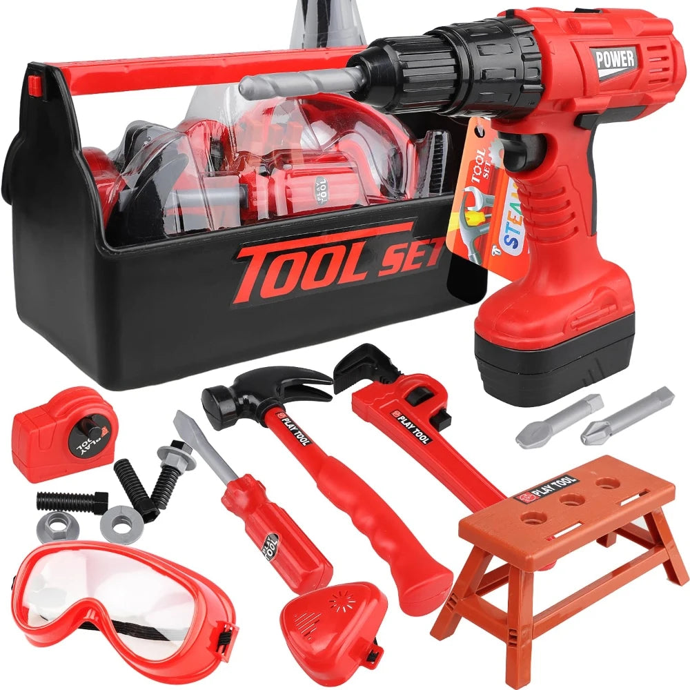 Kids Tool Play Set – Electric Toy Drill & Chainsaw Pretend Tool Kit
