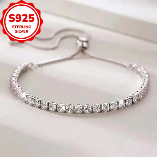 925 Sterling Silver Bracelet – Zircon Tennis Crystal Chain for Women
