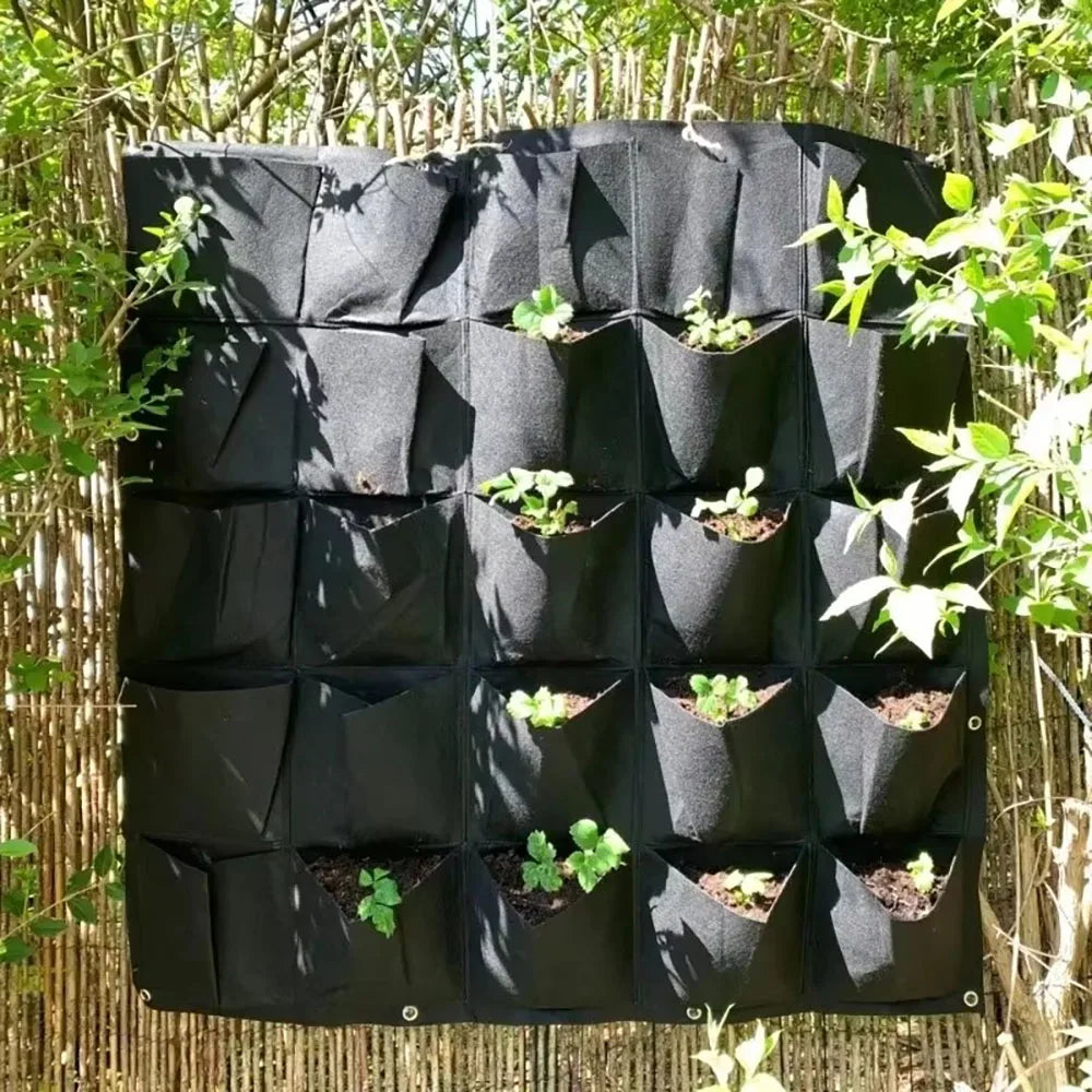Vertical Garden Planter – Wall-Mounted Hanging Grow Bag, 9/12/25/36 Pockets, Green/Black