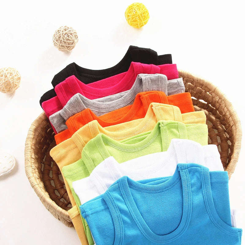 Kids Tank Top Vest – Cotton Sleeveless Undershirt Tees for Boys & Girls, 2-12Y