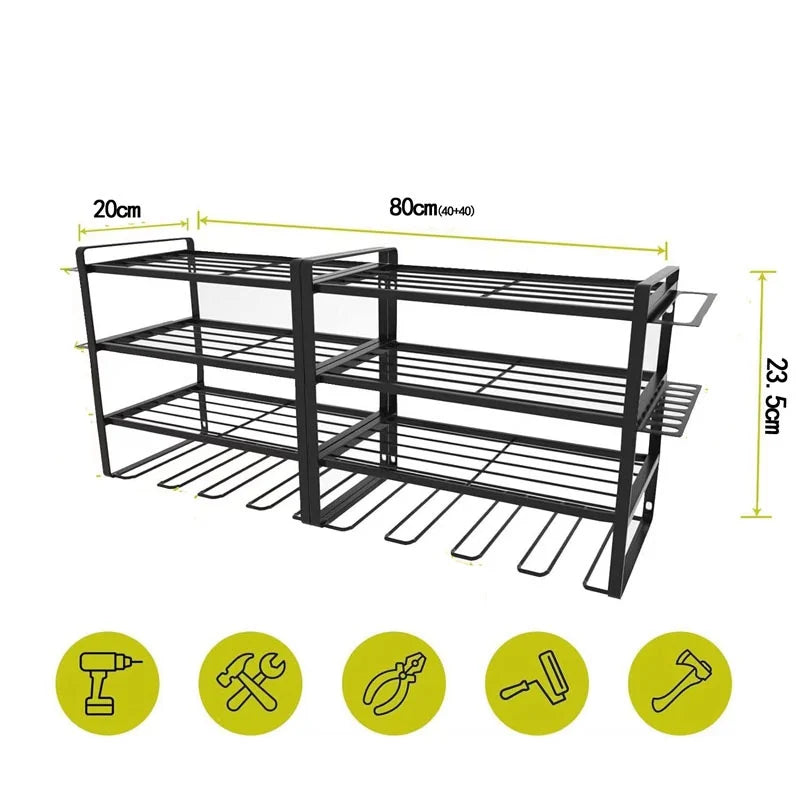 Wall-Mounted Tool Rack – Power Drill Organizer Storage Shelf for Garage & Workshop