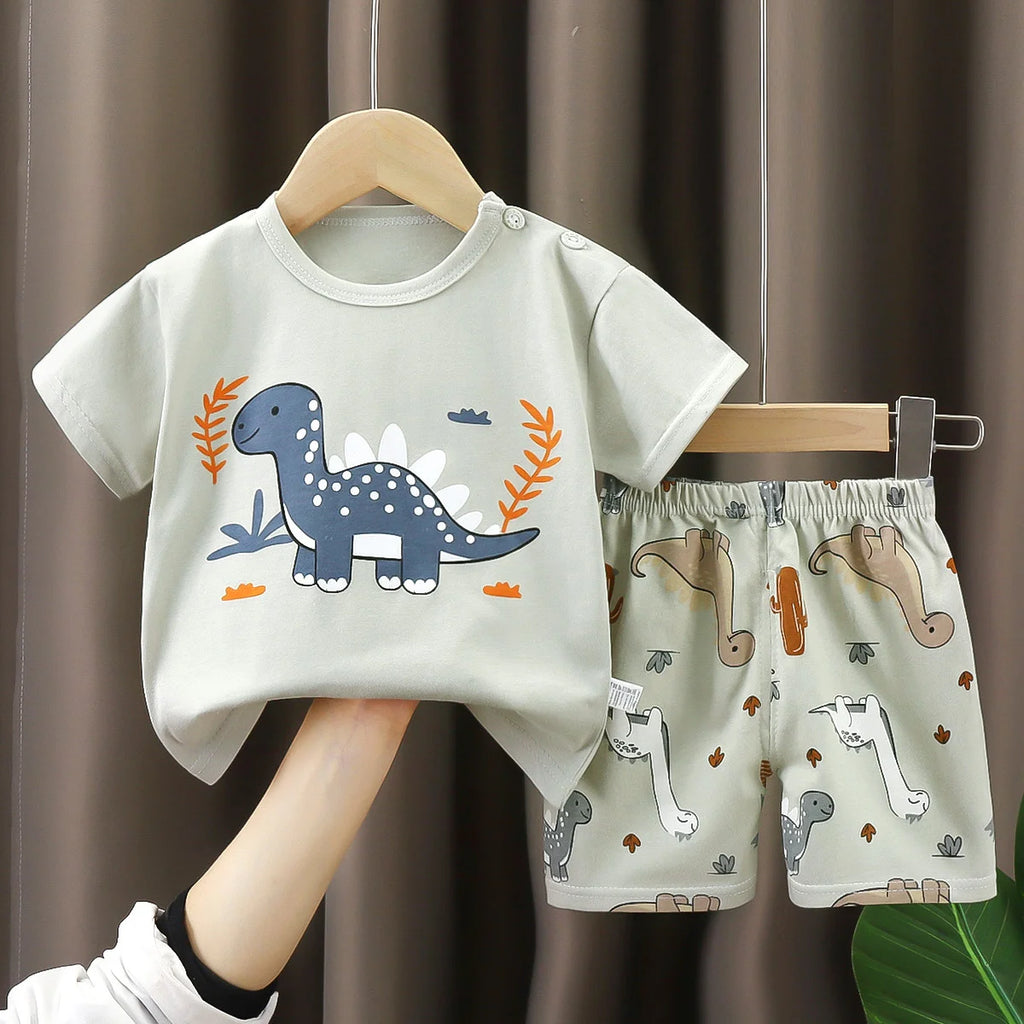 Kids Clothing Set – 2-Piece 100% Cotton Top & Shorts Summer Outfit, 12M-7T
