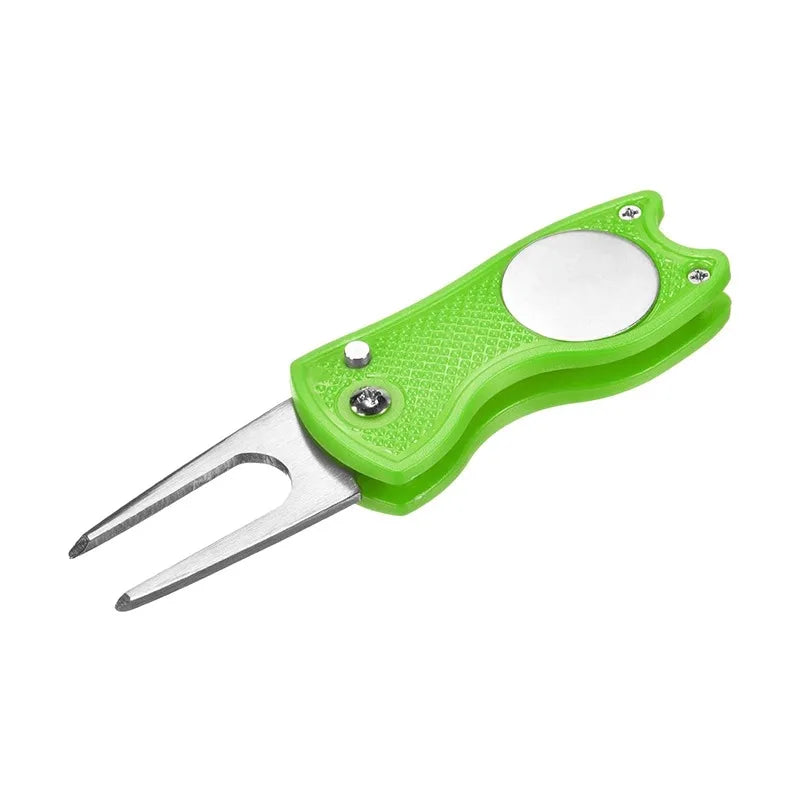 Golf Divot Tool – Foldable Metal Repair Tool with Magnetic Ball Marker