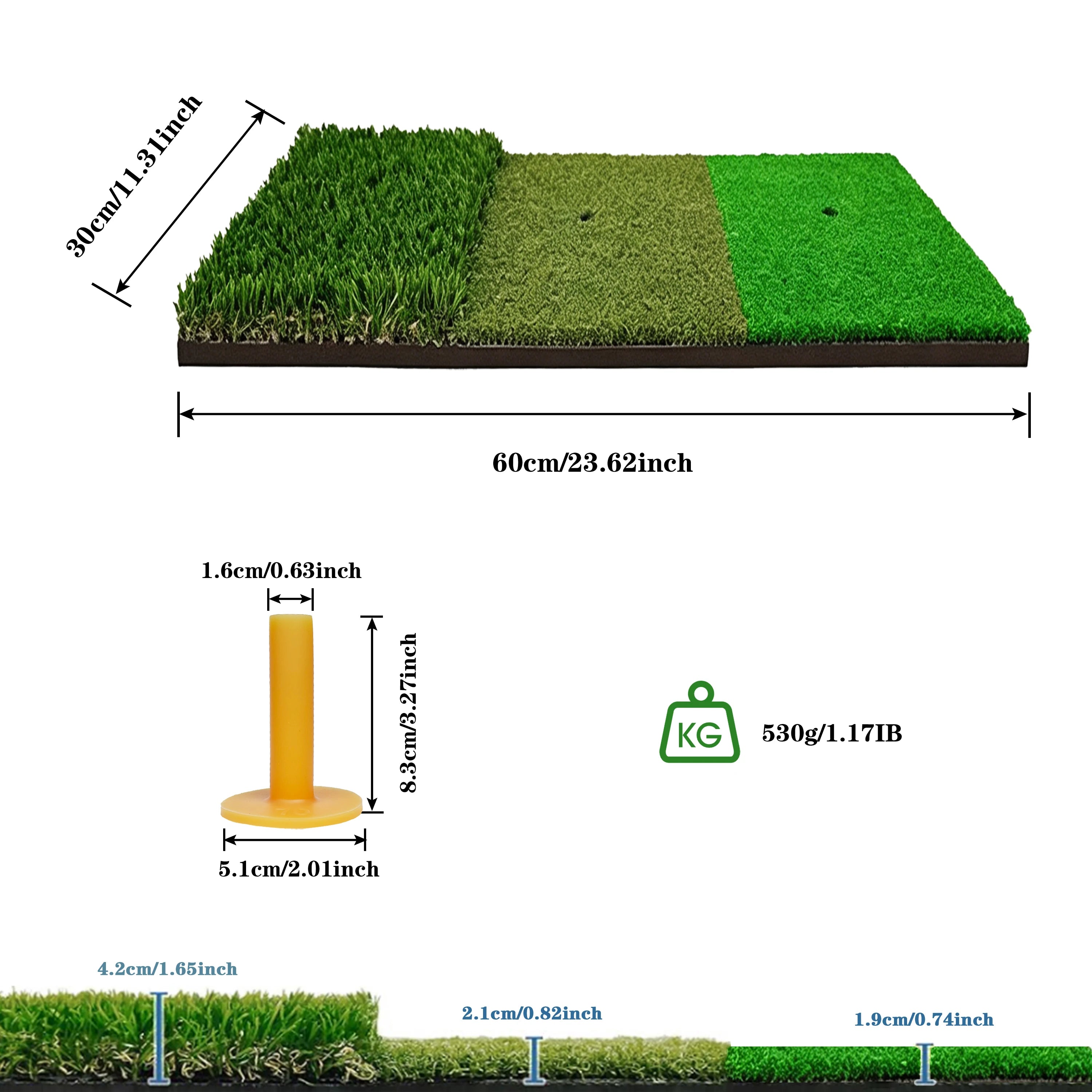 Golf Hitting Mat – 3-in-1 Realistic Turf Practice Mat for Driving Range
