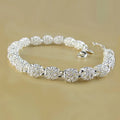 925 Sterling Silver Bracelet – Zirconia Geometric Chain Bangle for Women