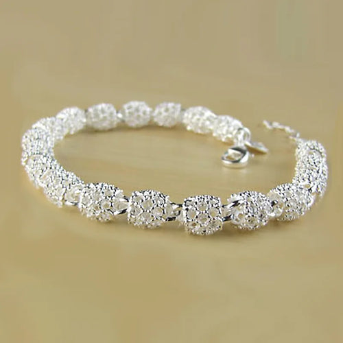 925 Sterling Silver Bracelet – Zirconia Geometric Chain Bangle for Women