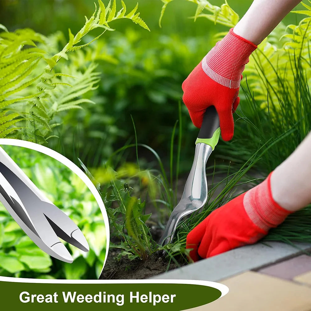 Hand Weeder Tool – Ergonomic Weed Puller Digger for Garden Weeding, Green/Orange/Yellow