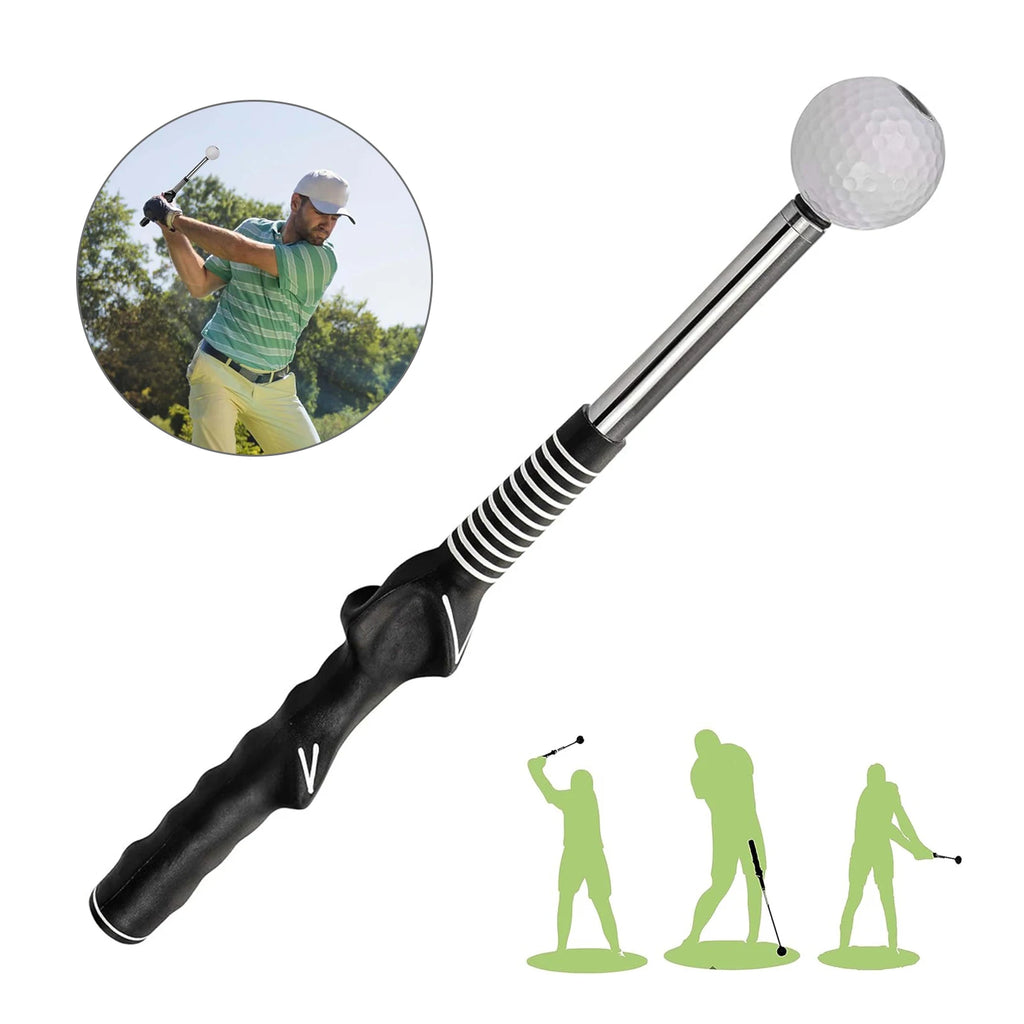 Golf Swing Trainer – Retractable Swing Training Aid with Click Feedback
