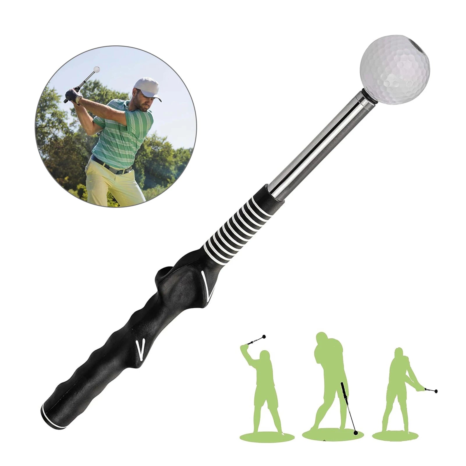 Golf Swing Trainer – Retractable Swing Training Aid with Click Feedback