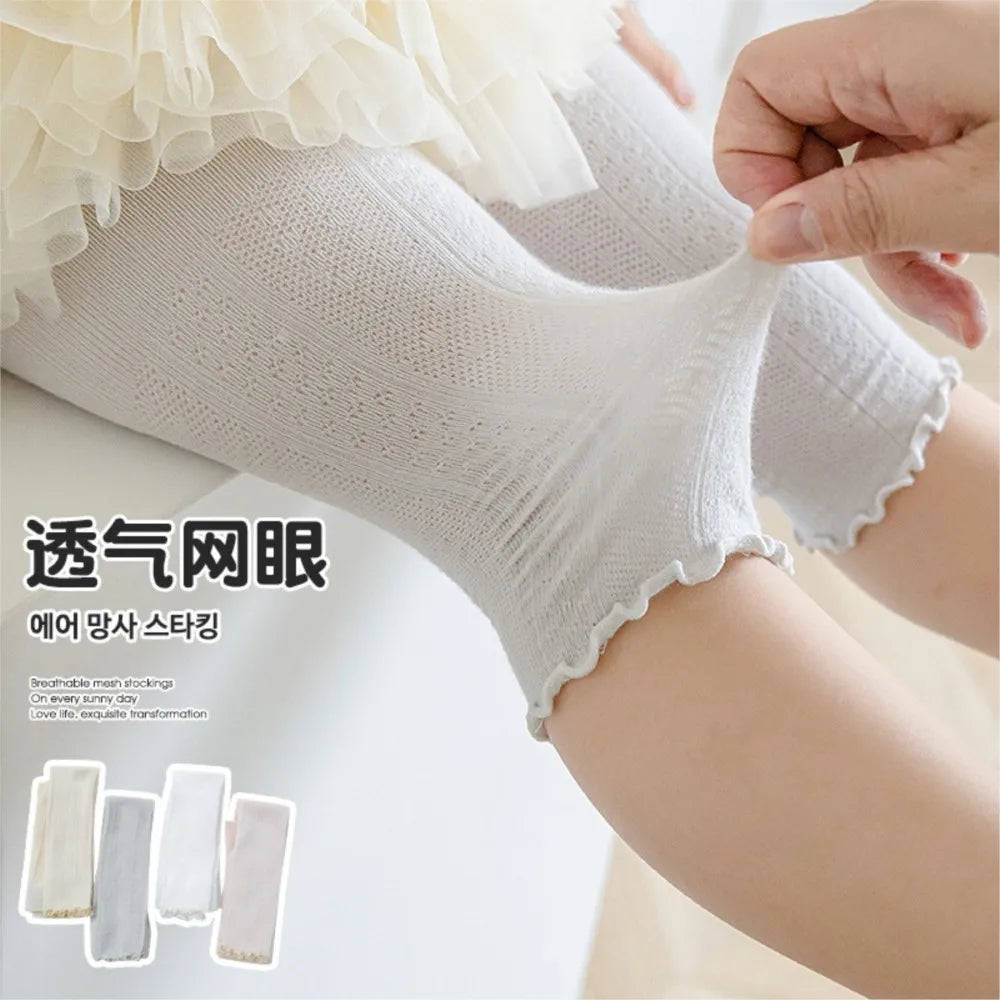 Girls Leggings – Breathable Mesh Cropped Pants, Thin Summer Baby Pants, 70-130cm