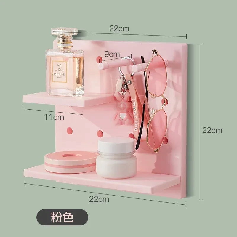 Wall Storage Shelf Rack – Floating Organiser Shelf, Gray/Beige/Ivory/Pink