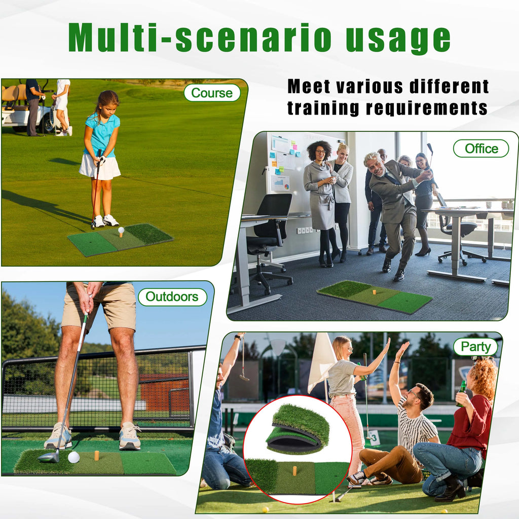 Golf Hitting Mat – 3-in-1 Realistic Turf Practice Mat for Driving Range
