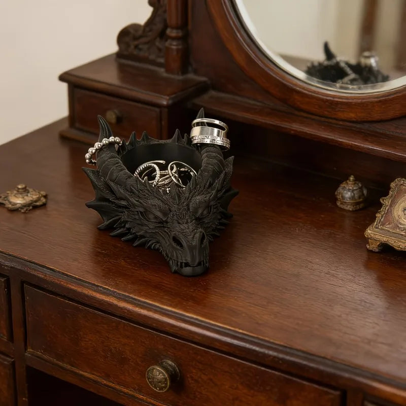 Dragon Head Jewelry Organizer – Ring & Necklace Display Stand, White/Black/Grey