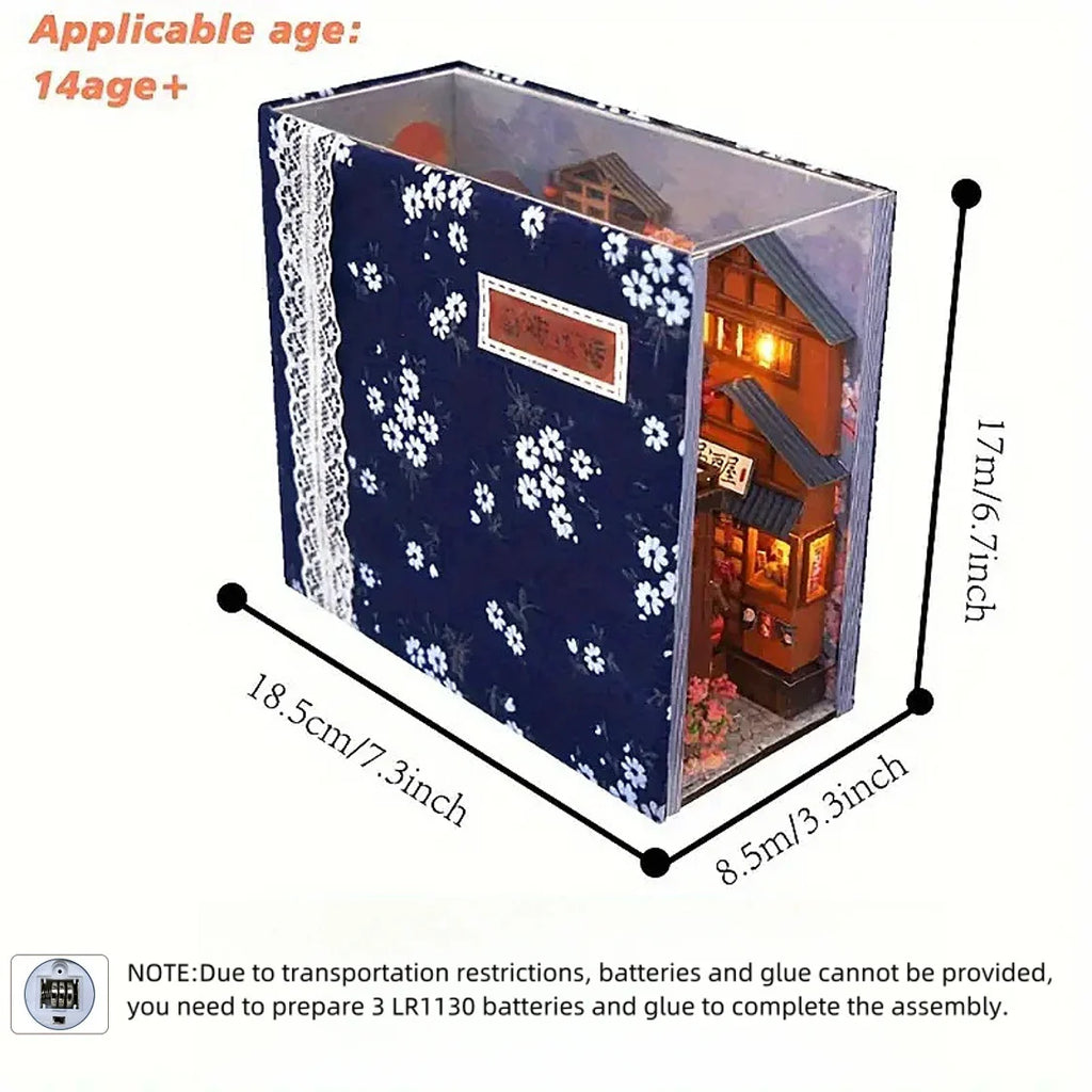 Book Nook Diorama Kit – DIY Bookshelf Insert Miniature Model Set