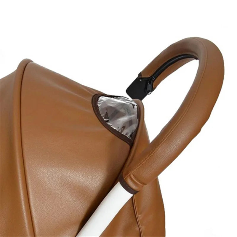 Pram Armrest Covers – PU Leather Zipper Handle Protectors for Baby Strollers, 1/2-Pack