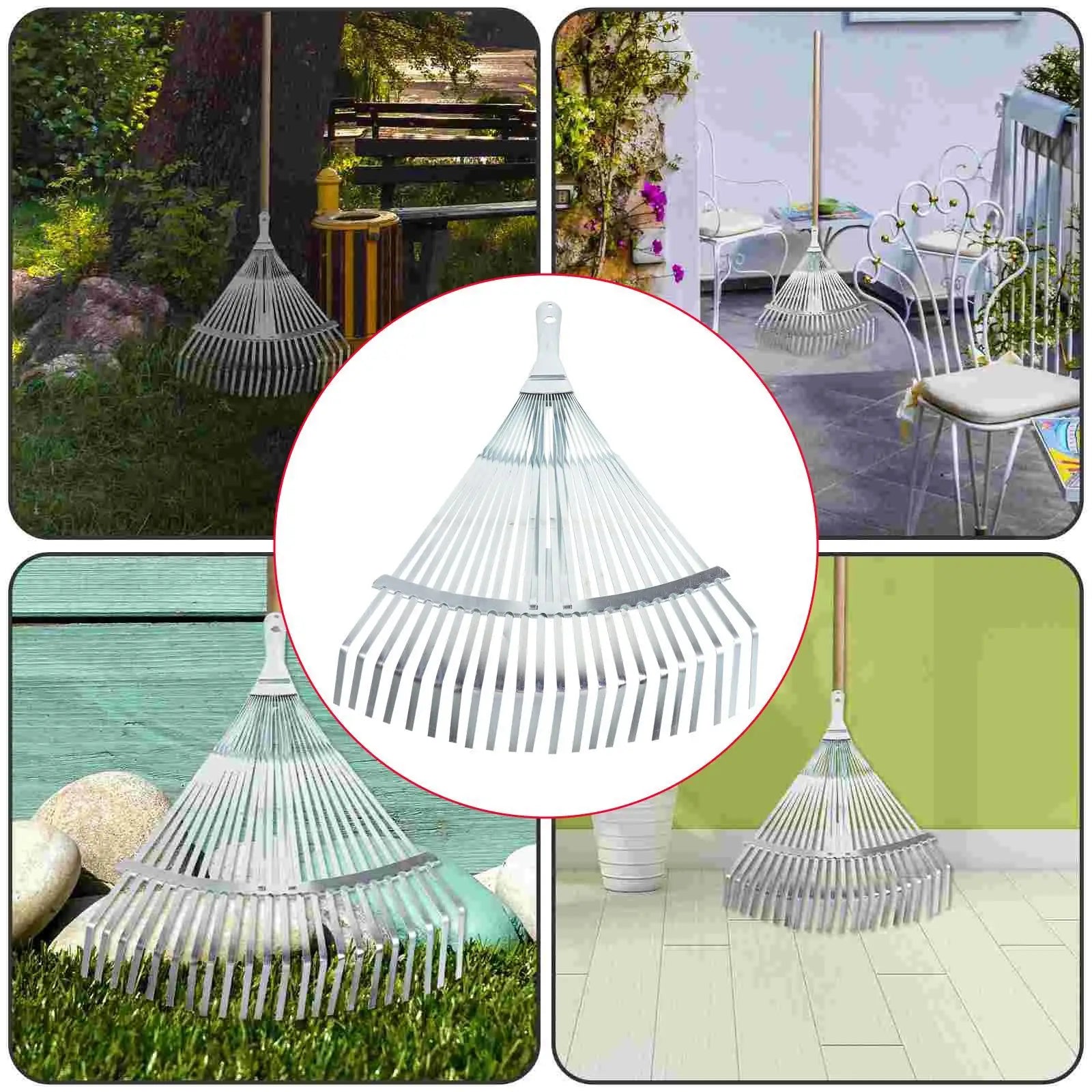 Garden Leaf Rake – Telescopic Metal Rake, 29-46cm Expandable for Flower Beds & Lawns
