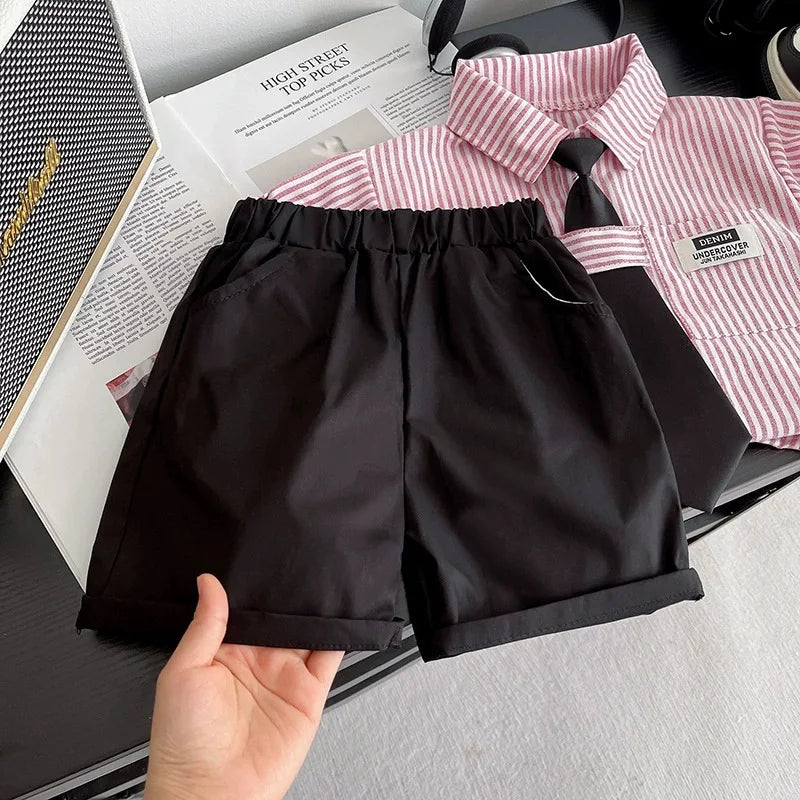Baby Boys Summer Outfit Set – 2-Piece Shirt & Shorts Toddler Tracksuit