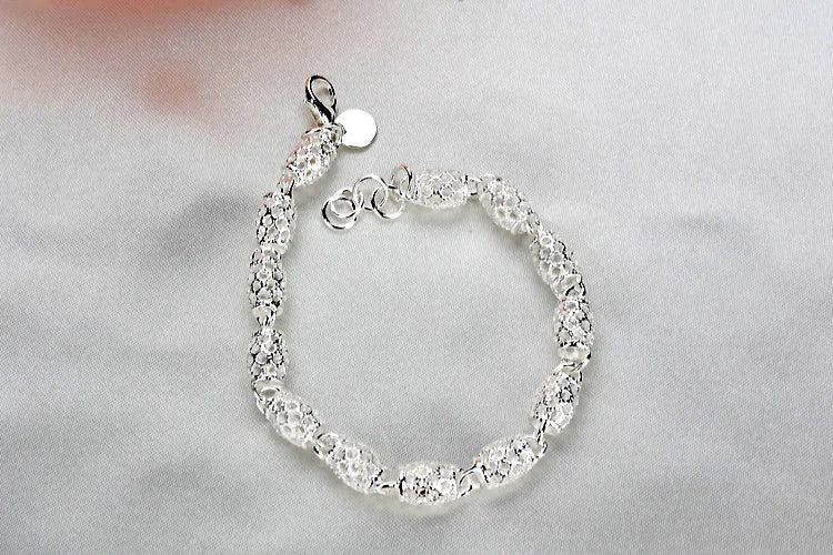 925 Sterling Silver Bracelet – Zirconia Geometric Chain Bangle for Women