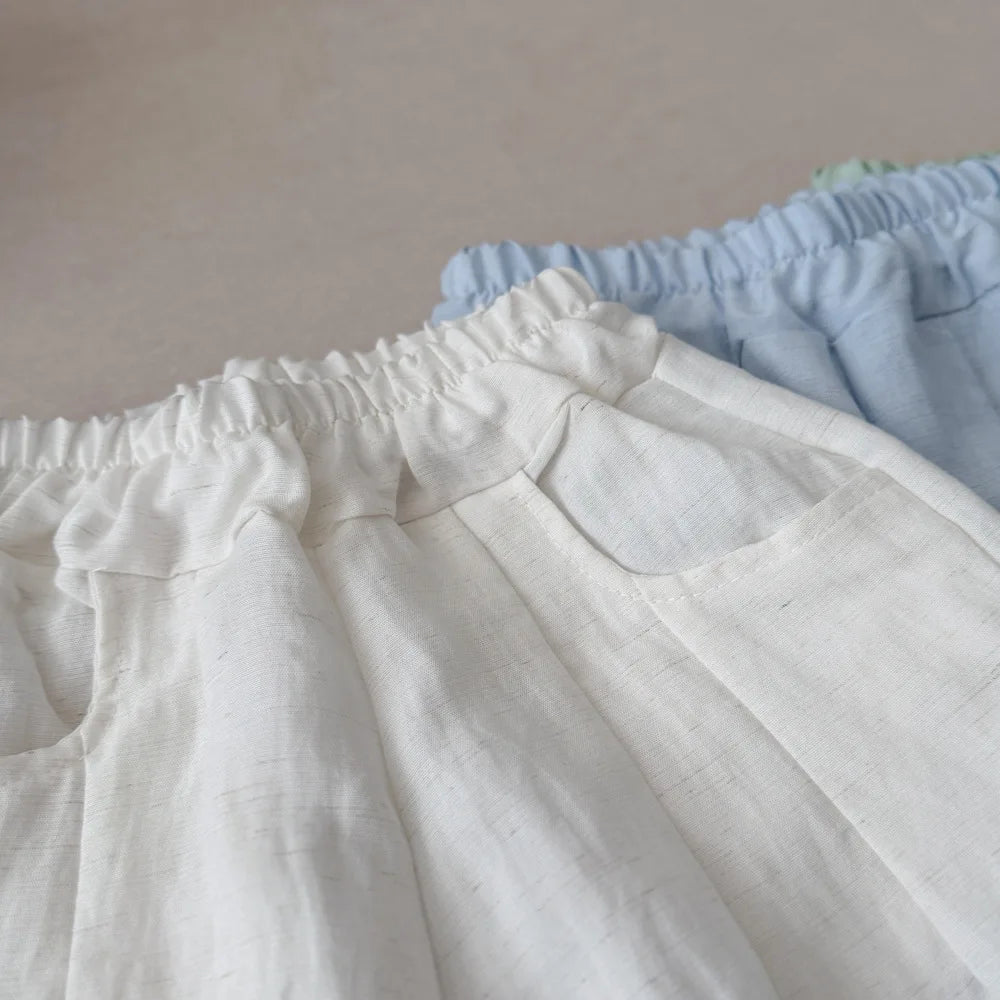 Boys Linen Pants – Elastic Waist Loose Trousers, Korean Style Kids Casual Pants