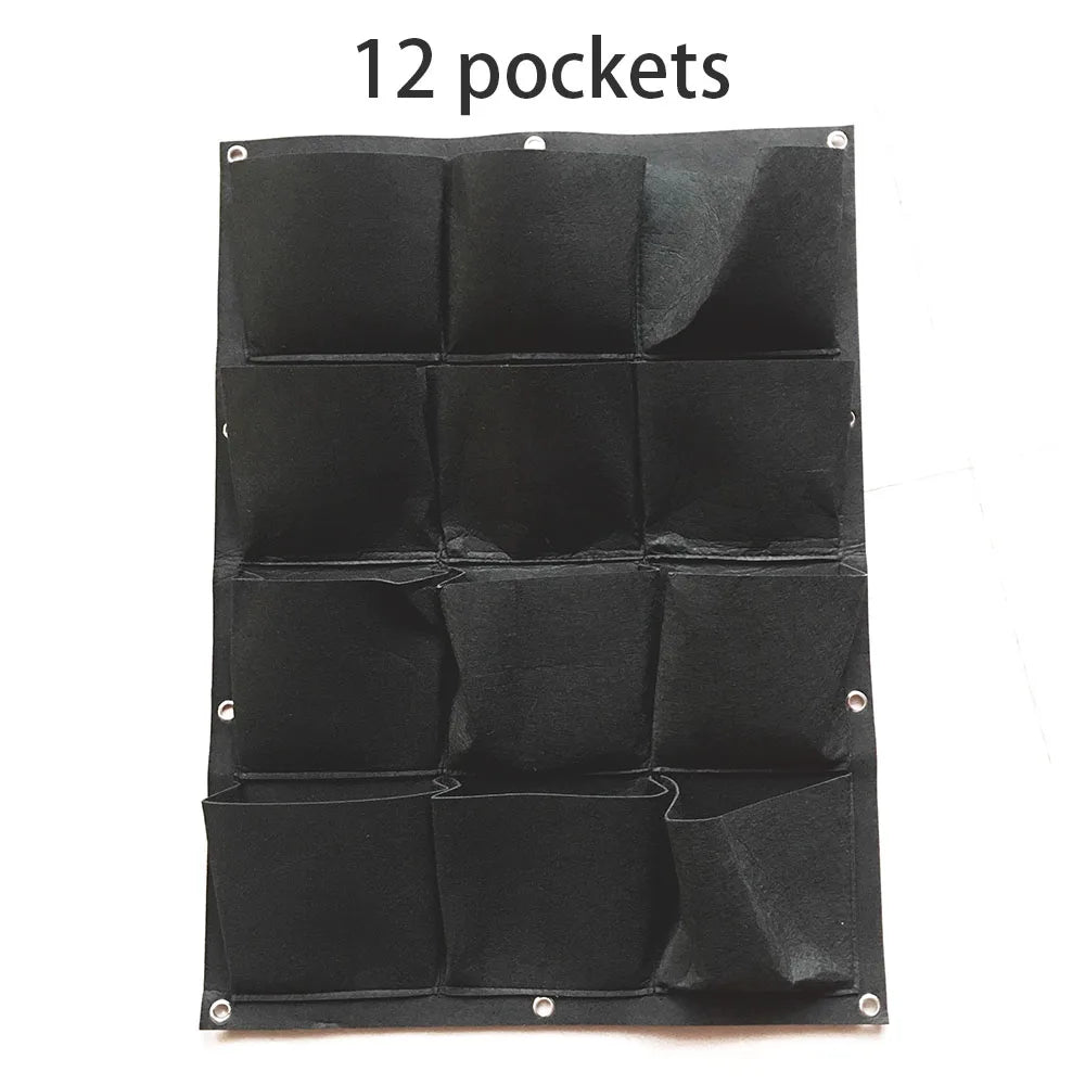 Vertical Garden Planter – Wall-Mounted Hanging Grow Bag, 9/12/25/36 Pockets, Green/Black