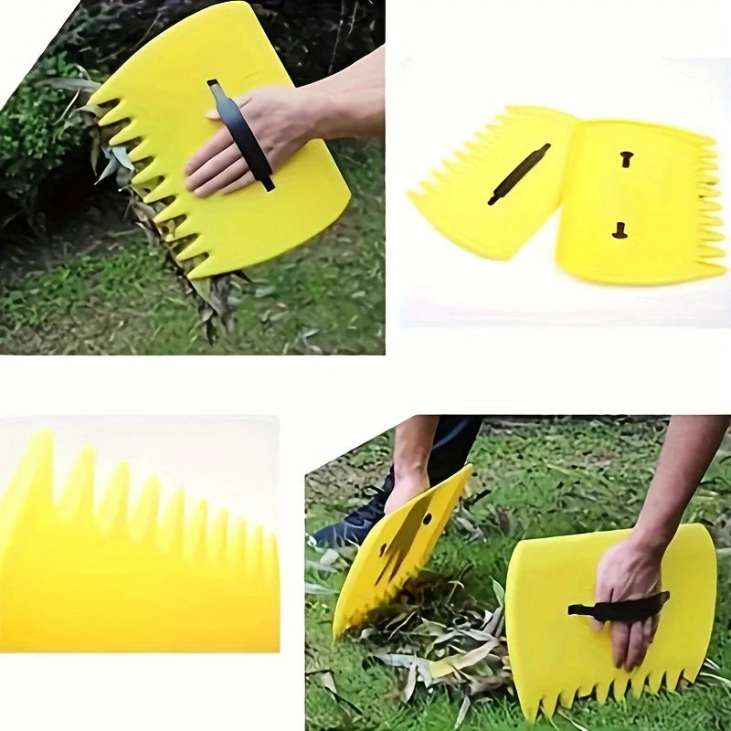 Handheld Garden Rake – Debris Cleanup Tool for Yard & Lawn, Green/Yellow