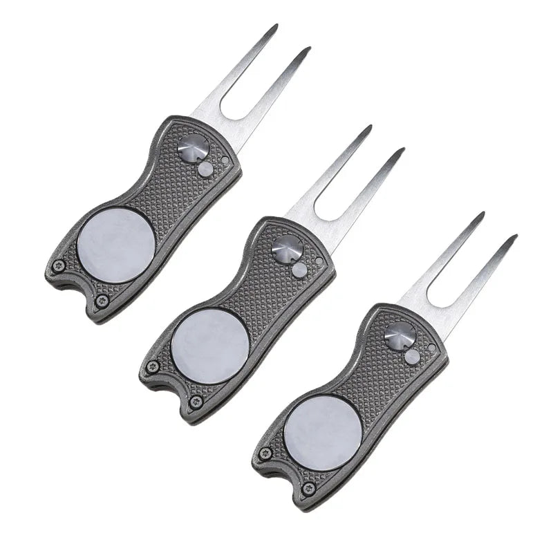 Golf Divot Repair Tool – Foldable All-in-One Green Repair Tool, 1-3 Pack