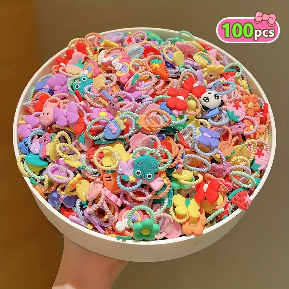 Girls Hair Ties – Elastic No-Crease Hair Bands for Kids, 50/100-Pack