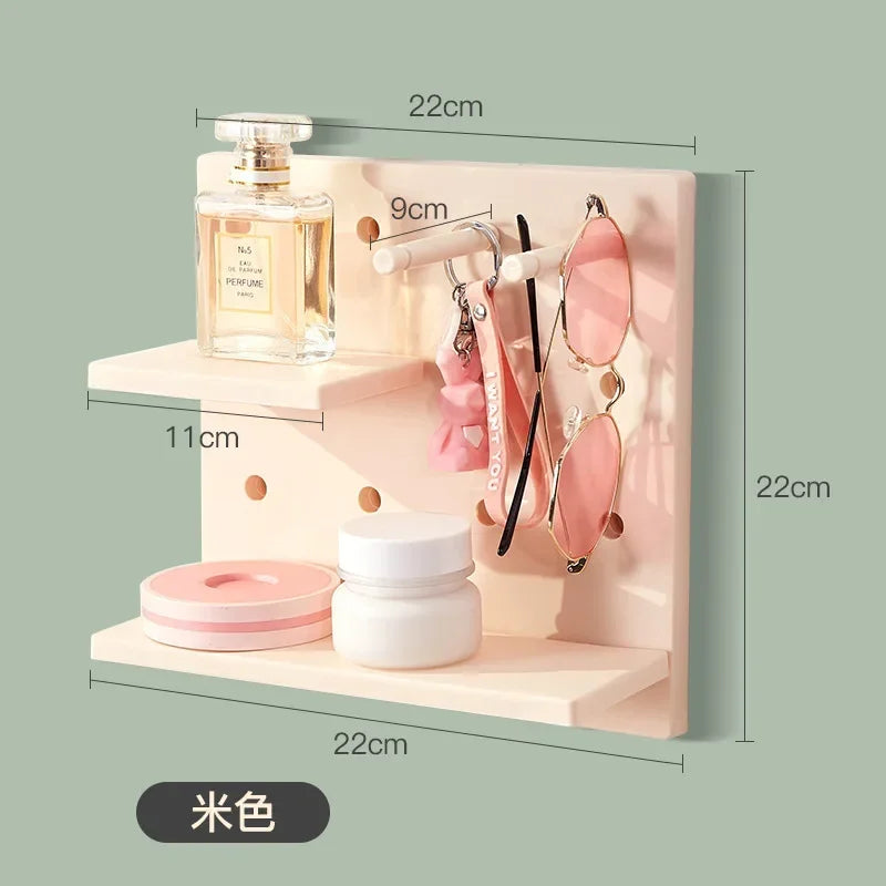 Wall Storage Shelf Rack – Floating Organiser Shelf, Gray/Beige/Ivory/Pink