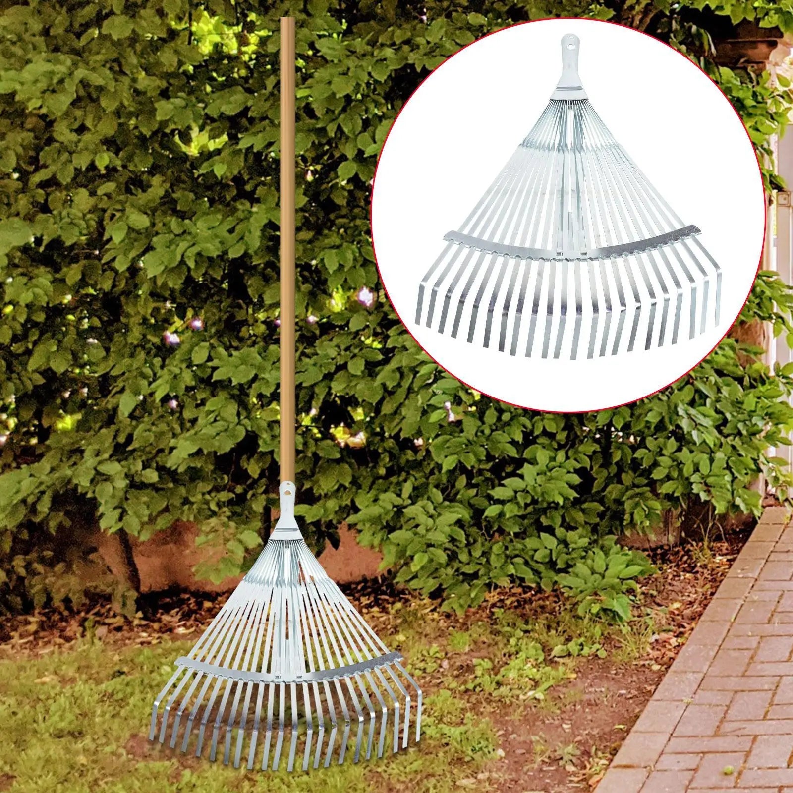 Garden Leaf Rake – Telescopic Metal Rake, 29-46cm Expandable for Flower Beds & Lawns