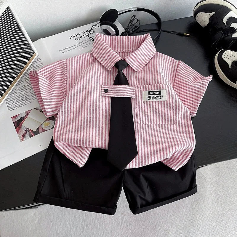 Baby Boys Summer Outfit Set – 2-Piece Shirt & Shorts Toddler Tracksuit