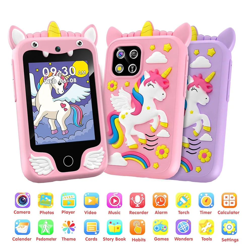Kids Smart Phone Camera Toy – Digital Play Camera for Toddlers, Green/Blue/Pink/Purple