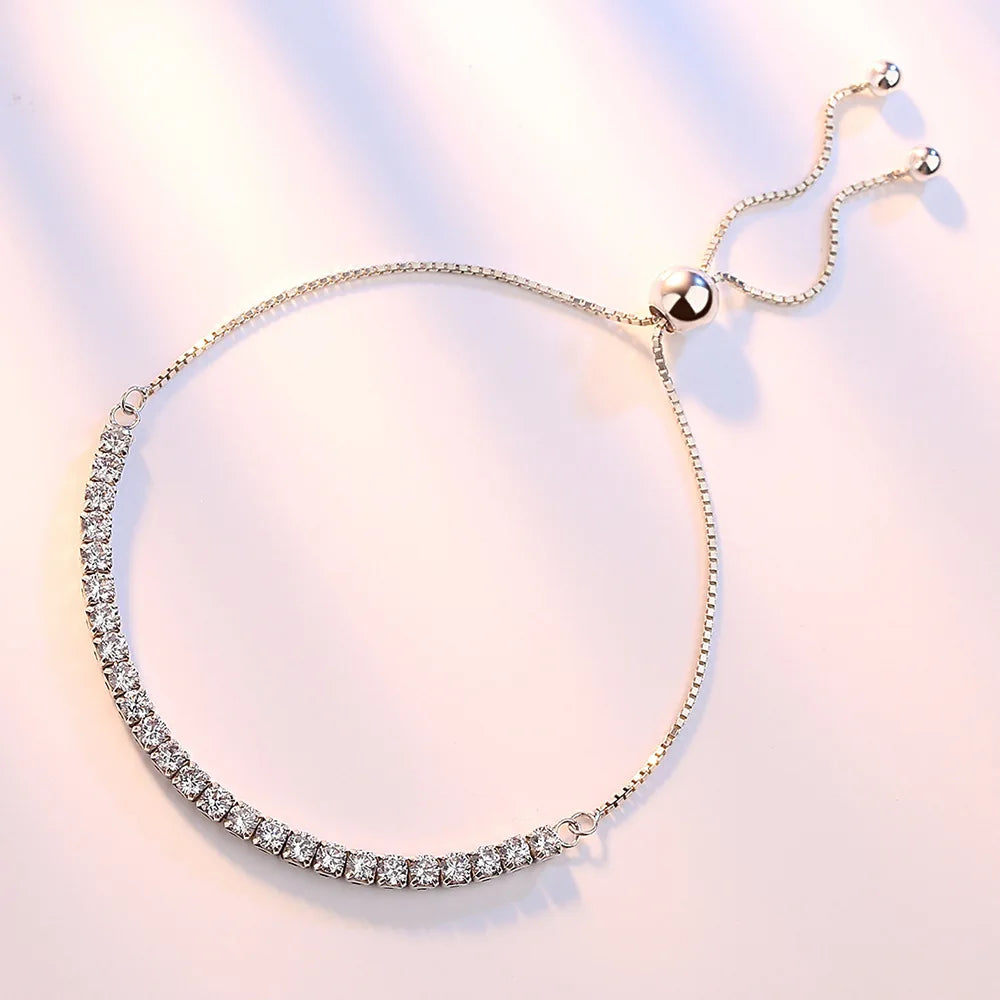 925 Sterling Silver Bracelet – Zircon Tennis Crystal Chain for Women