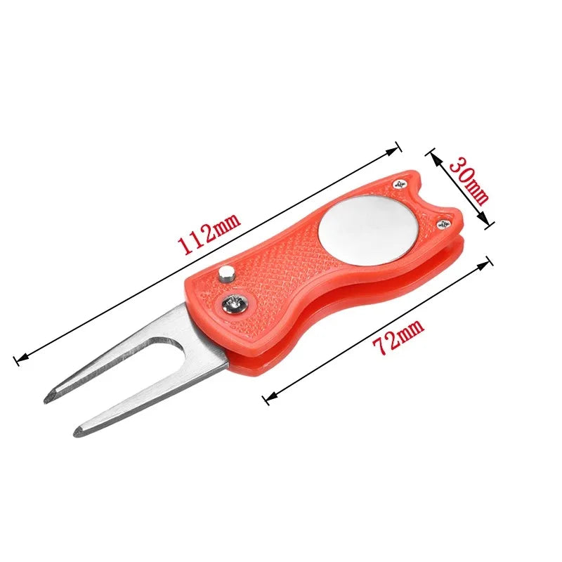 Golf Divot Tool – Foldable Metal Repair Tool with Magnetic Ball Marker